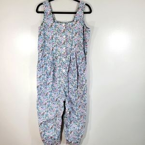 Vintage JAPANESE WEEKEND cotton 90's floral sleeveless maternity jumpsuit